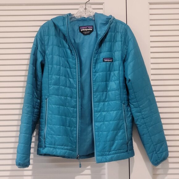 Patagonia Nano Puff Hoody Jacket Size Small adjustable waist 2 zipper pockets - Picture 1 of 7